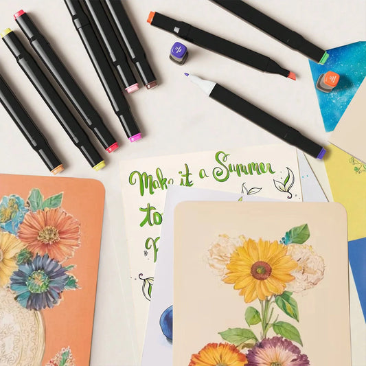 12-262 Set de marqueurs à alcool professionnels, pour dessin et illustration cosy coloriage